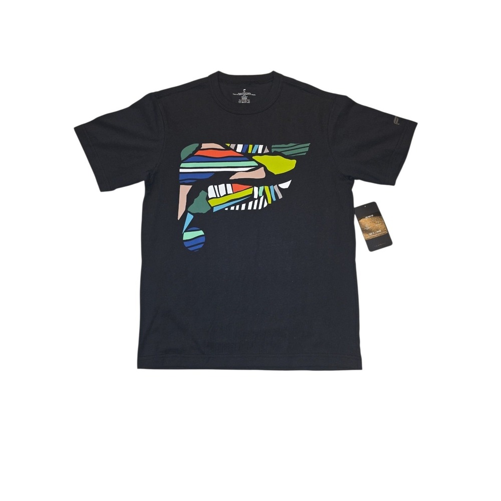 Fabletics R&R Tee XS Black Abstract Graphic Relaxed Fit Heavyweight NWT